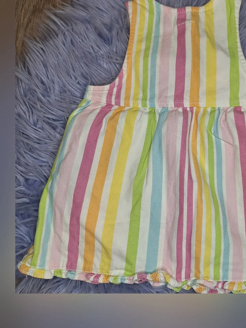 Gymboree Rainbow Striped Overall Dress Cotton 6-12m